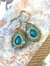 Rhinestones Bordered Amazonite With Opal Hook Earrings GE022