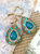 Rhinestones Bordered Amazonite With Opal Hook Earrings GE022