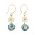 Rhinestones Bordered Turquoise With Daisy Charm Dangle Earrings GE025 - Turquoise