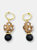 Round Rhinestones Bordered Pearls With Obsidian Earrings - Multi