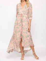 Floral Print Wrap Dress - Cream/Coral
