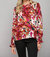 Lace Insert Long Sleeve Top - Abstract Print