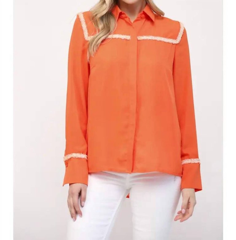 Pop Of Charm Top In Orange - Orange