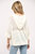 Tassel Tie V-Neck Open Weave Hooded Sweater In Off White