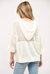 Tassel Tie V-Neck Open Weave Hooded Sweater In Off White