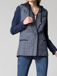 Tweed Blazer With Hoodie - Denim