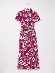 Aster Wallpaper Floral Midi Dress - Plum