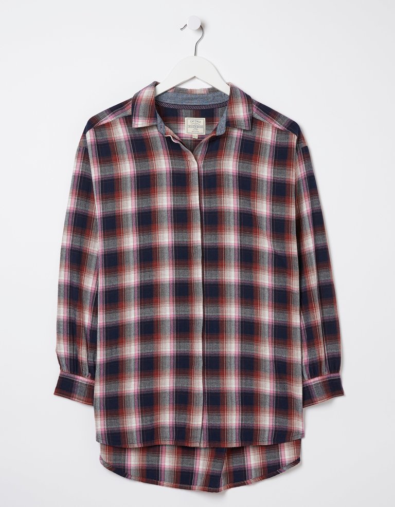 Billie Longline Check Shirt - Navy