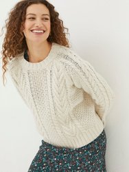 Candice Cable Crew Sweater - Ivory
