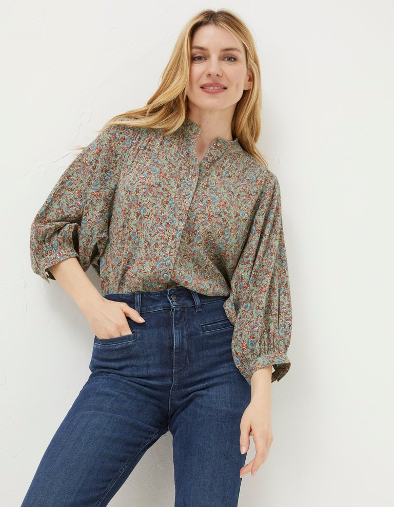 Evelyn Craft Floral Blouse - Sage Green