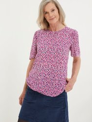 Lyndy Textured Animal Blouse - Fuchsia