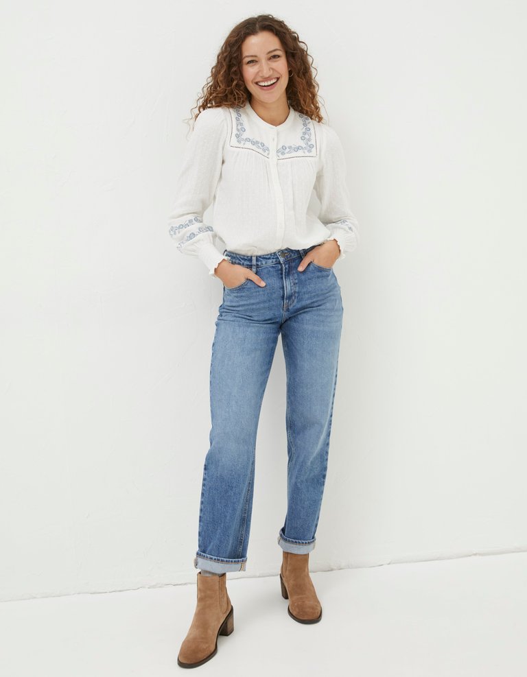 Nicole Embroidered Blouse - Ivory