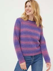 Ombre Stripe Crew Sweater - Purple