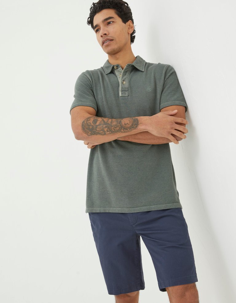 Organic Cotton Fine Stripe Polo Shirt - Green