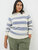 Plus Size Denim Ombre Stripe Sweater - Blue