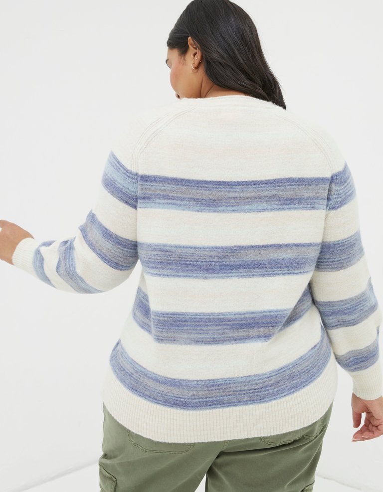 Plus Size Denim Ombre Stripe Sweater