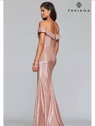 Classic Metallic Off The Shoulder Gown