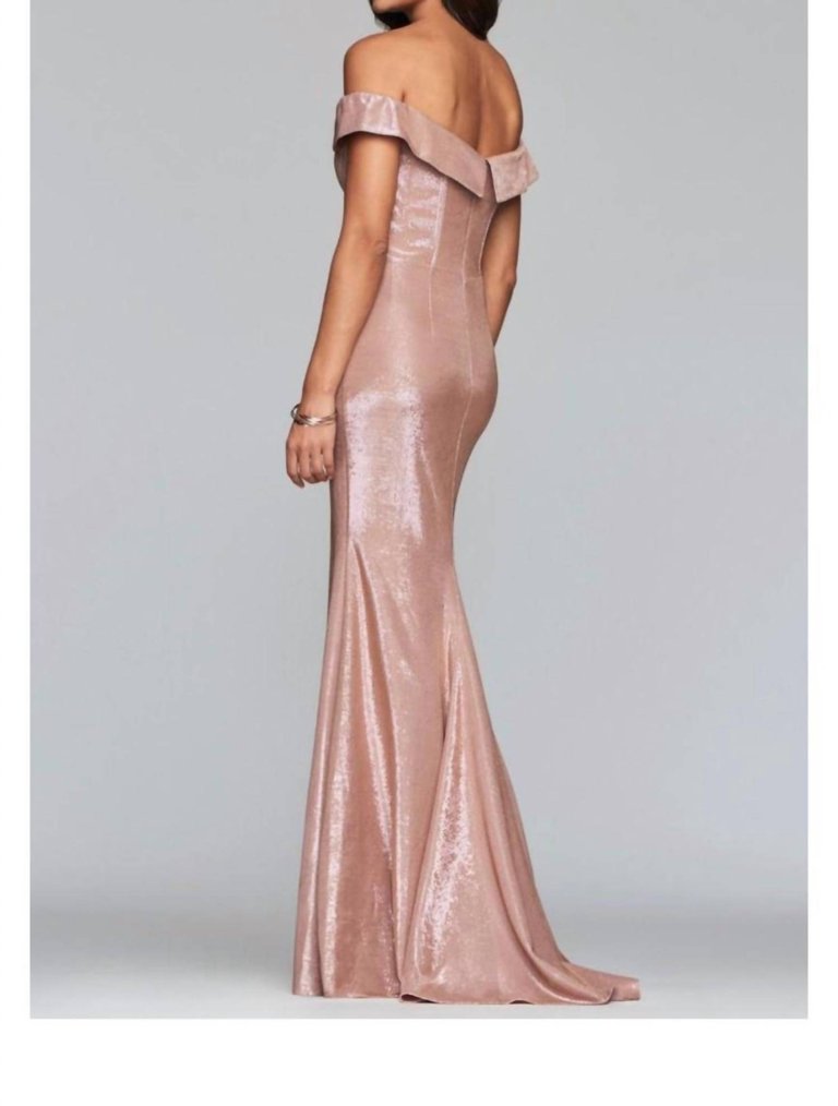 Classic Metallic Off The Shoulder Gown