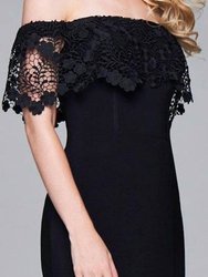 Off The Shoulder Cocktail Dress - Black