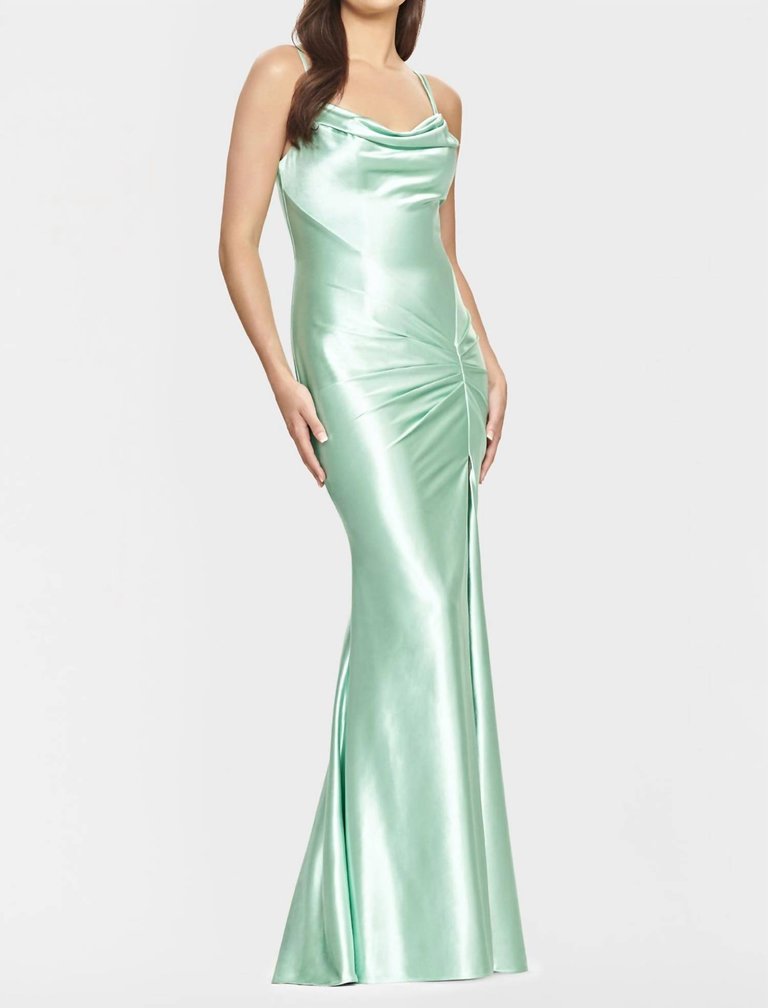 Satin Cowl Neck Evening Gown