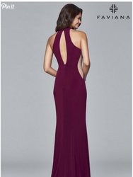 Side Mesh Cut Out Evening Gown