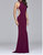 Side Mesh Cut Out Evening Gown - Bordeaux