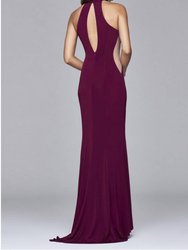 Side Mesh Cut Out Evening Gown