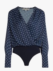 The Date Blouse - Navy Polka Dot