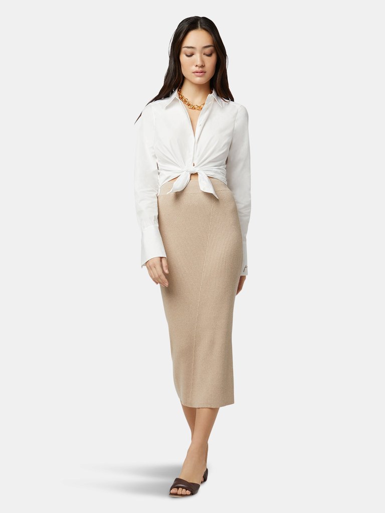 The Lena Ribbed Skirt - Beige