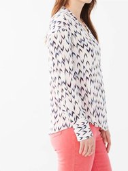 Crepe Buttondown Print Blouse In White