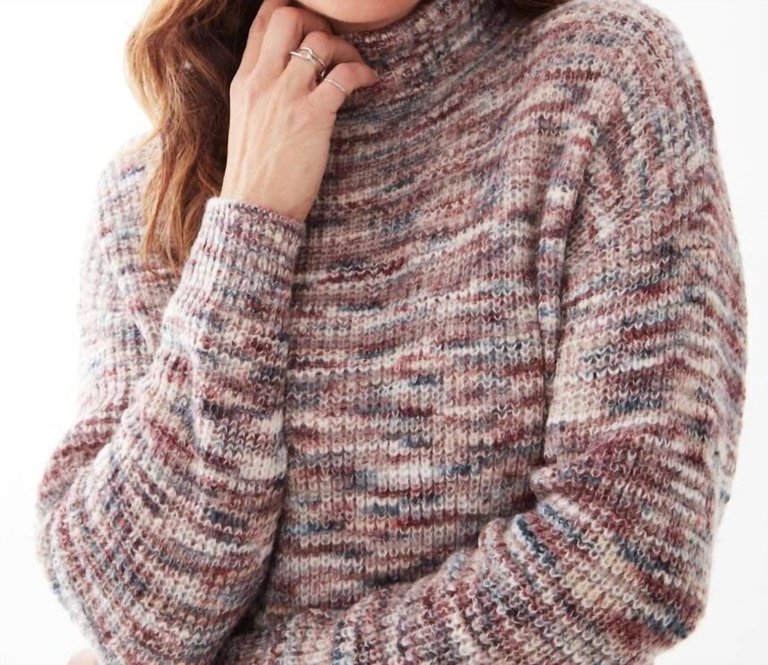 Mock Neck Space Dye Sweater - Cabernet