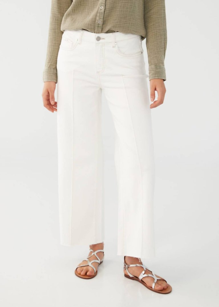 Olivia Wide Leg Ankle Jean In Ivory - Ivory