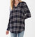 Popover Check Textured Tunic Top - Navy Plaid
