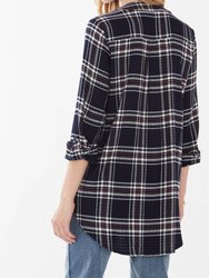 Popover Check Textured Tunic Top