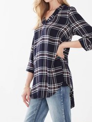 Popover Check Textured Tunic Top