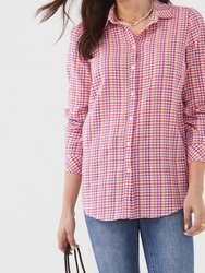 Punch Pink Button Front Blouse - Punch Pink