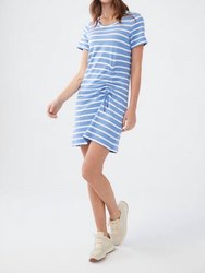 Short Sleeve Striped Dress - Tranquil Blue Stripe