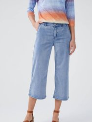 Wide Leg Pull-On Crop Pant - Light Wash