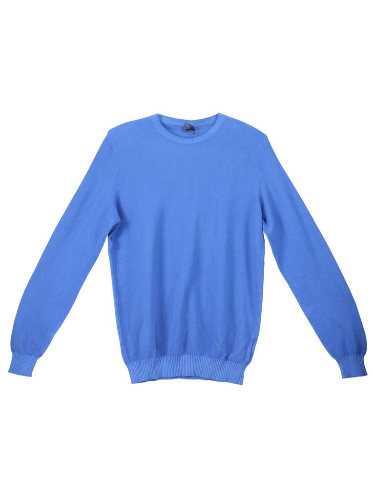 Fedeli Men's Frost Arg. Bahamas Ml. Supima Cotton Crewneck Sweater - 44 US / 54 EU - Frost