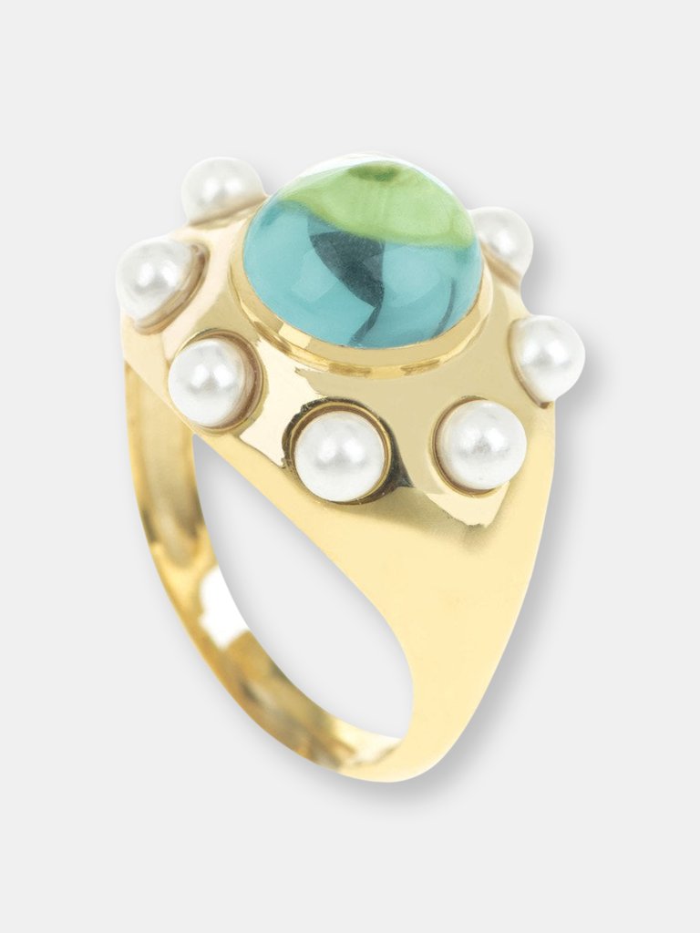 Hermonie Pearl Ring - Turquoise