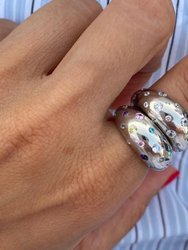 White Silver Lady Ring