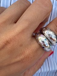 White Silver Lady Ring