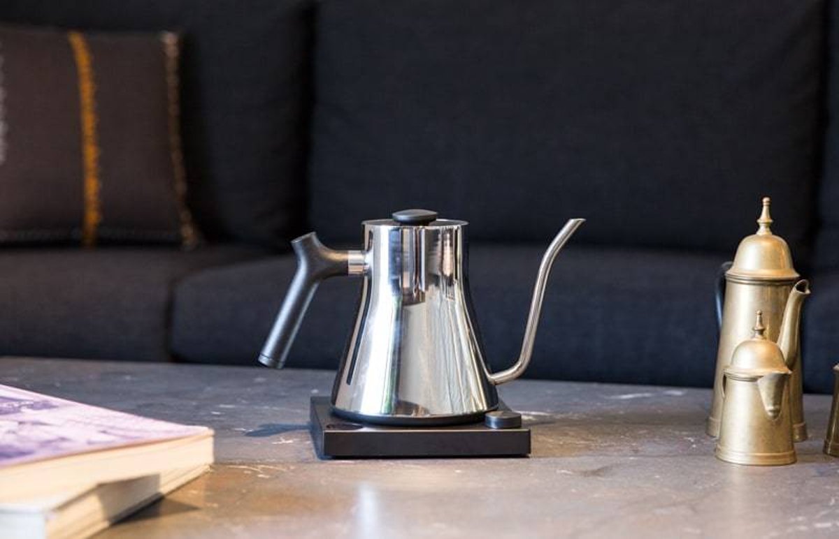 Fellow Stagg EKG Electric Kettle | Matte Black with Cherry Accents