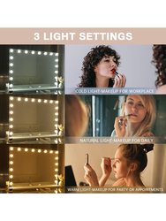 Large Hollywood Vanity Mirror With Lights Bluetooth Tabletop Wall Mount Metal White
