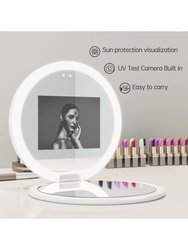Travel Compact Mirror With UV Camera For Sunscreen Test, 2X Magnification Portable Lighted Mirror For Handbag Pocket