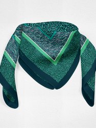 Animal Print Silk Scarf - Turquoise/ Green