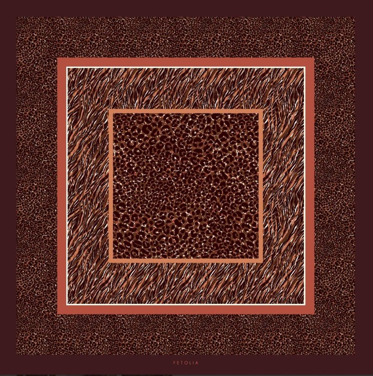 Animal Print Silk Scarf - Brown/Brick
