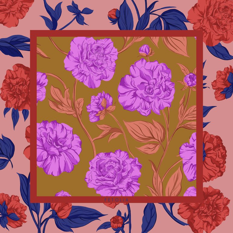 Paeonia Blossoms Silk Scarf - Dusty Pink/Khaki