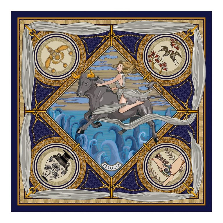 The Abduction of Europa Silk Scarf - Blue