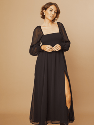 Classic Smocked Maxi Dress - Black - Black